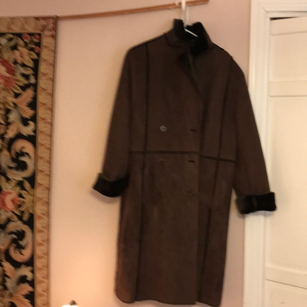 Faux lambskin coat. Cozy